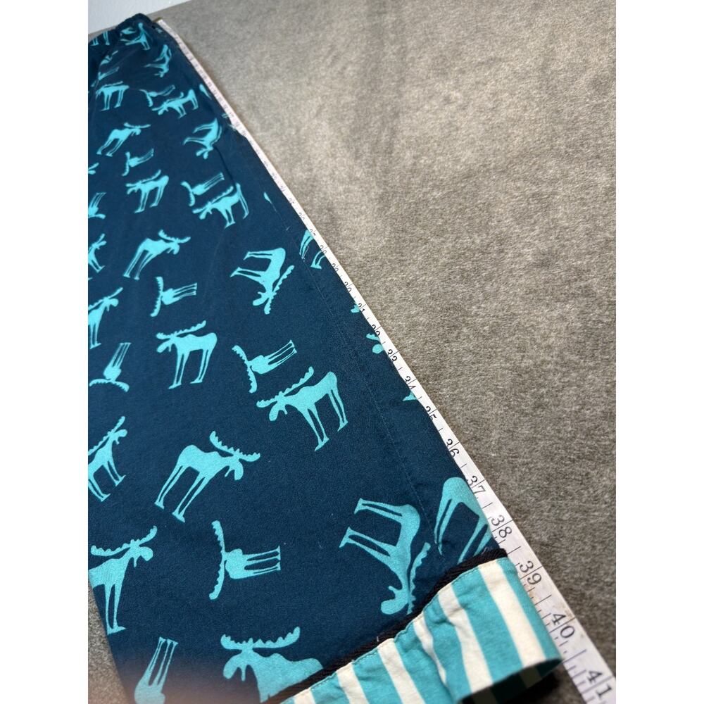 Lazy One Unisex Funky Moose PJ Set Large Navy Teal 100% Cotton Pajamas Cabincore - Picture 7 of 8